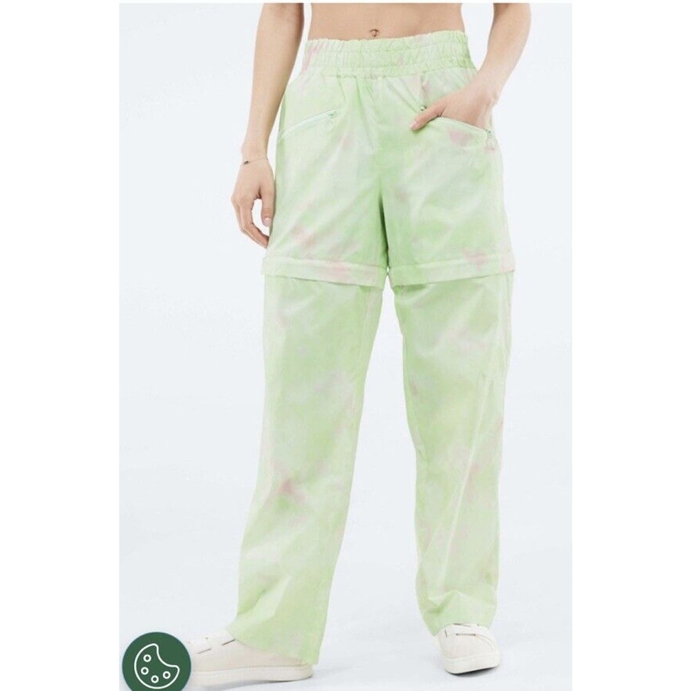 Fabletics Women’s Kalani Convertible Track Pant Green Pink Tie Dye Pockets 2X